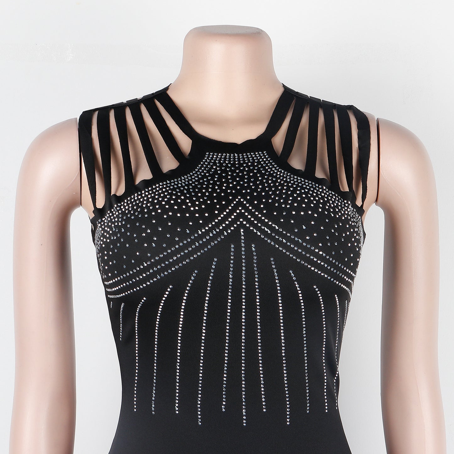 Sleeveless Diamond Accent Maxi Dress