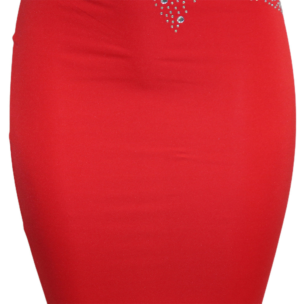 Sheer Top Diamond Accent Maxi Dress